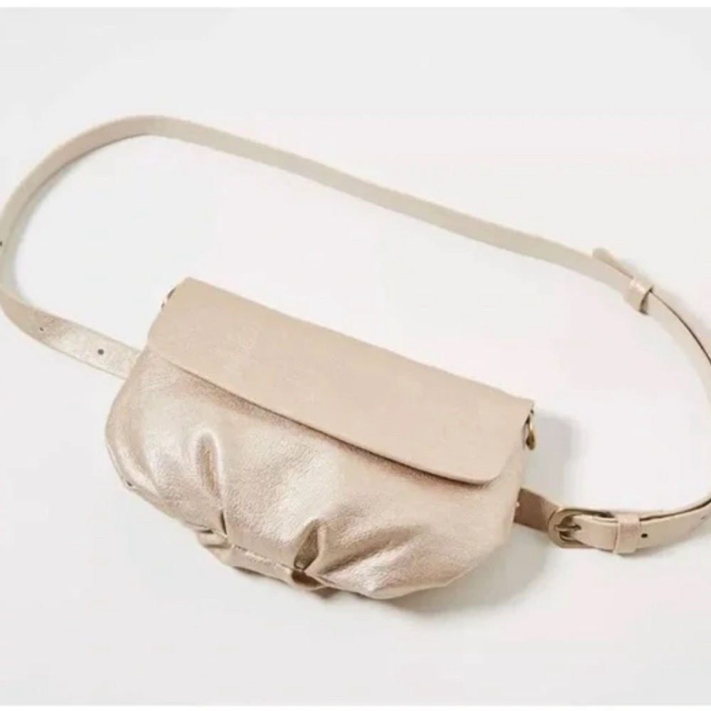 Anthropologie Emma Convertible Gold Belt Bag